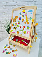Дерев'яний магнітний мольберт для малювання та навчання, Дитячий мольберт двосторонній магнітний складаний