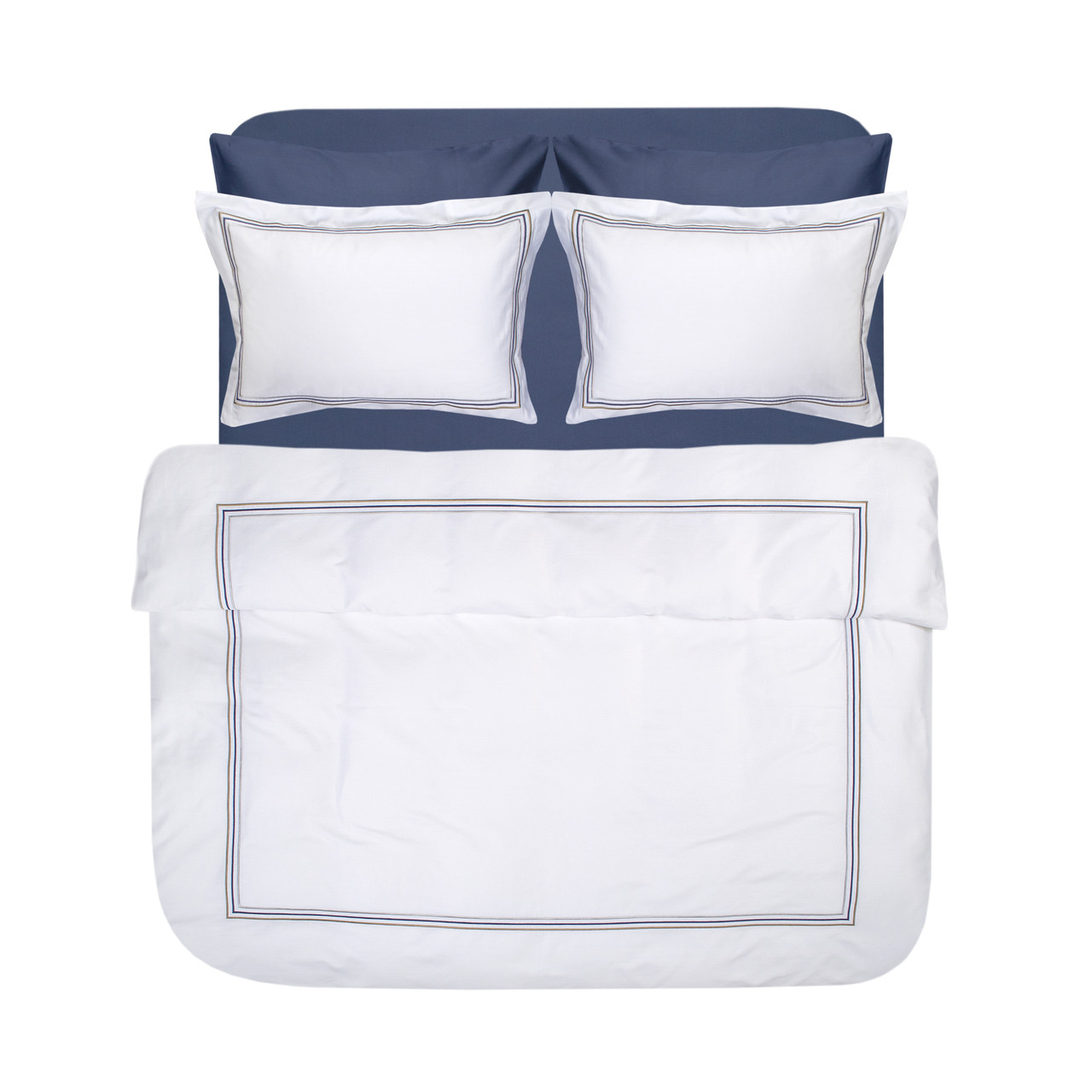 Постільна білизна Dantela Vita сатин з вишивкою - Florentino beyaz-lacivert білий-синій євро