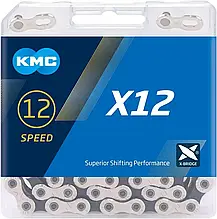 Ланцюг KMC X12 12-speed 126 links silver + замок сріблястий