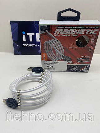 USB Cable MOXOM Type-C (MX-CB46) Magnetic clips (білий), фото 1