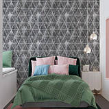 №500-4 Самоклеюча стінова 3D панель на фользі "Ромби сірі вінтаж" 70×70 см товщина 4 мм., фото 6