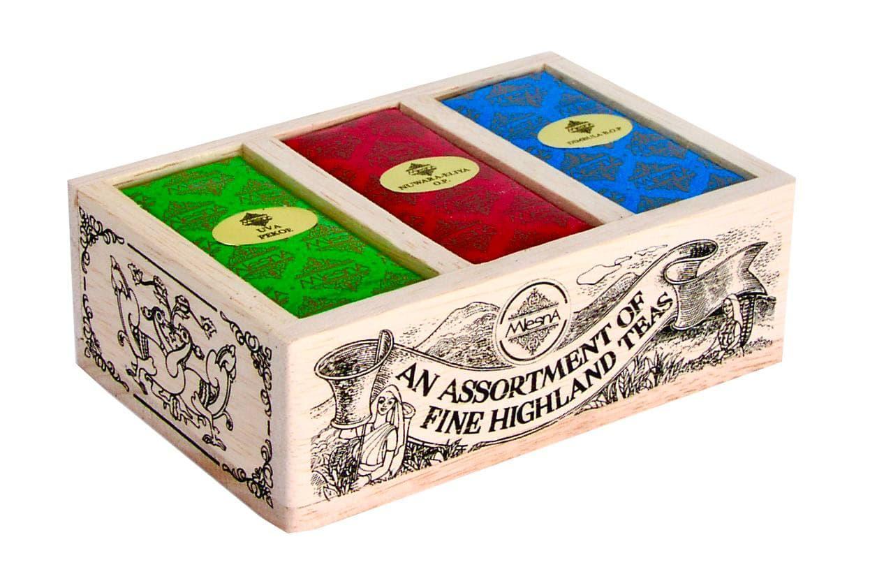 Чорний чай набір Mlesna "3 Ceylon Tea" (Три види цейлонського) дерев'яна коробка 100 г, фото 1