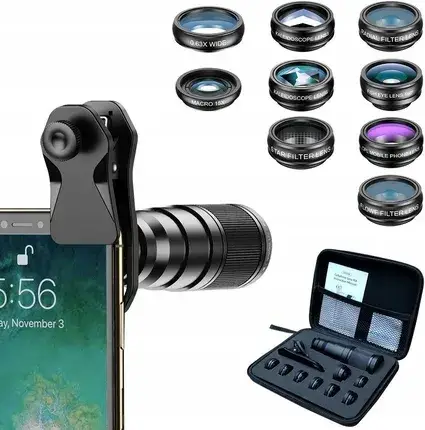 Аксесуар для смартфона 12w1 Obiektyw 22x TELE / FishEye / Makro 15x / Wide 0.63x / CPL na Telefon Smartfon APEXEL / APL-22xDG9, фото 1