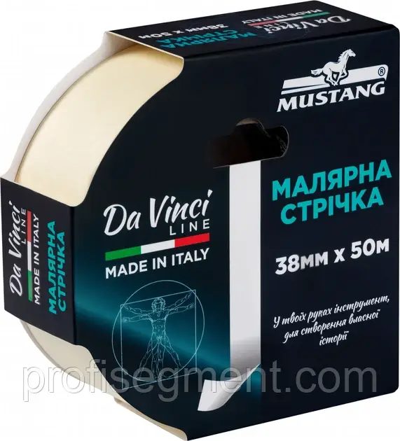 Малярна стрічка MUSTANG DA VINCI LINE біла 38мм*50м