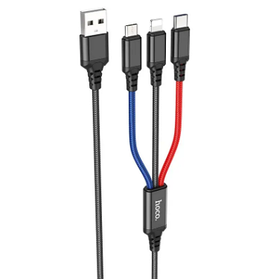 Кабель HOCO X76 Combo 3 в 1 Lightning Micro-USB Type-C для заряджання Android iPhone універсальний шнур 1 метр