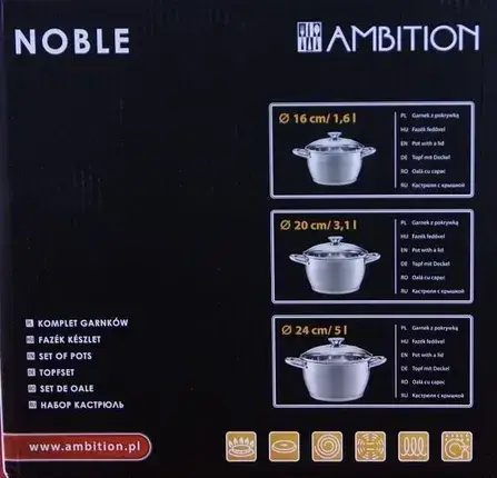 Набір каструль Ambition Noble Garnki 6 Elementów 68883, фото 3
