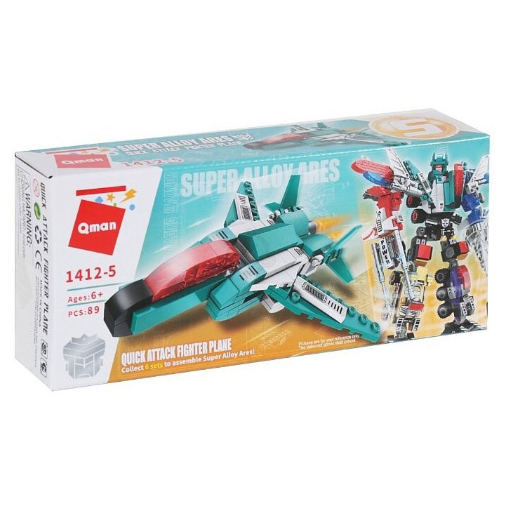 Дитячий Конструктор Qman 1412-1-6 транспорт, 79 дет Fighter Plane, фото 1