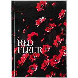 Блокнот Axent A5, тверда обкладинка, клітинка, 96 аркушів Red fleur