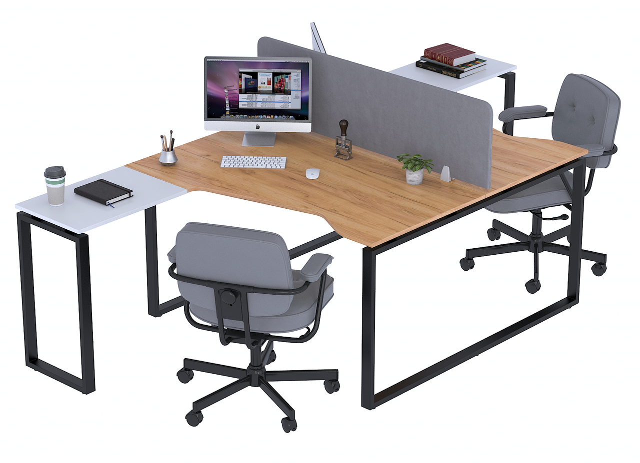 Стіл кутовий на 2 місця 135х282 см ND2U-135 ніжки метал чорний TM Loft design