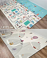 Термоковрик "Повітряна куля+дорога" 1800*2000 мм Розвиваючий дитячий дувухсторонний термо килимок ,