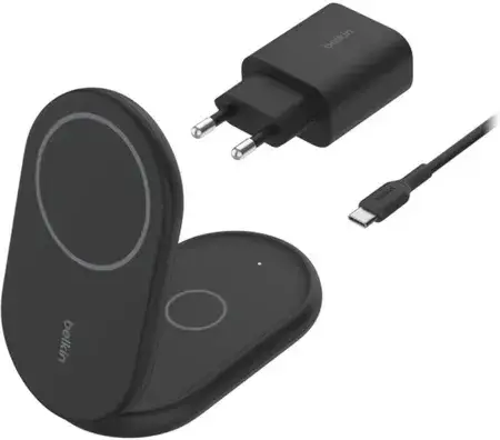 Зарядний пристрій Belkin BoostCharge 15W 2w1 Black (Qi2), фото 1