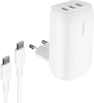 Зарядний пристрій Belkin  kątowa 3 porty USB-C PPS 67 W,  USB-C (WCC002VF2MWH-B6)