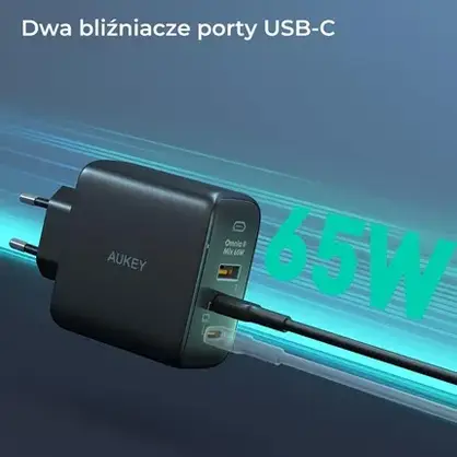 Зарядний пристрій Aukey PA-B6T GaN, 2x USB-C, USB-A, QC, PD 65W, фото 6
