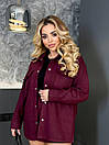 Жіночий замшевий бордовий костюм із сорочки та спідниці-шорт міні, фото 2