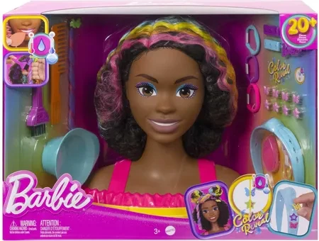 Іграшка Barbie Głowa do stylizacji Neonowa tęcza Kręcone włosy HMD79