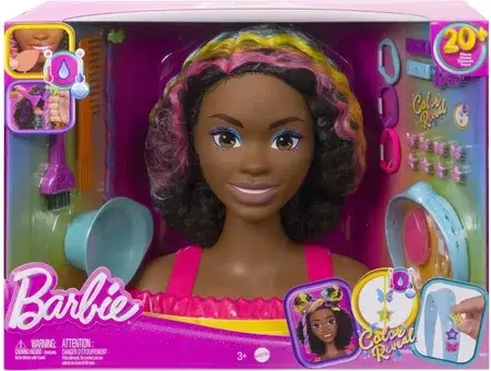 Іграшка Barbie Głowa do stylizacji Neonowa tęcza Kręcone włosy HMD79, фото 1