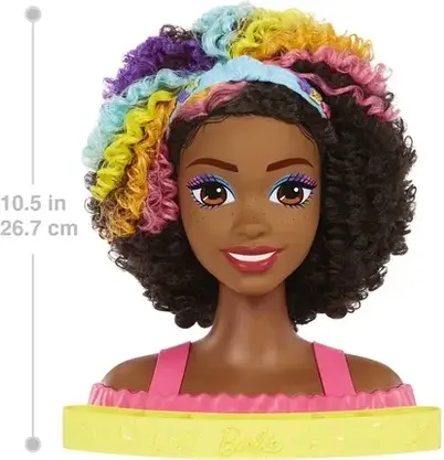 Іграшка Barbie Głowa do stylizacji Neonowa tęcza Kręcone włosy HMD79, фото 3