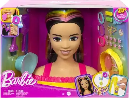 Іграшка Barbie Głowa Do Stylizacji Neonowa Tęcza Black Włosy HMD81, фото 1