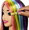 Іграшка Barbie Głowa Do Stylizacji Neonowa Tęcza Black Włosy HMD81, фото 7