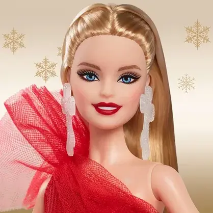 Іграшка Barbie Świąteczna Barbie (Blond włosy) Lalka kolekcjonerska HRM61, фото 5