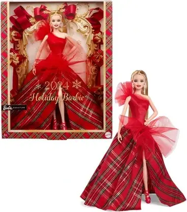 Іграшка Barbie Świąteczna Barbie (Blond włosy) Lalka kolekcjonerska HRM61, фото 6