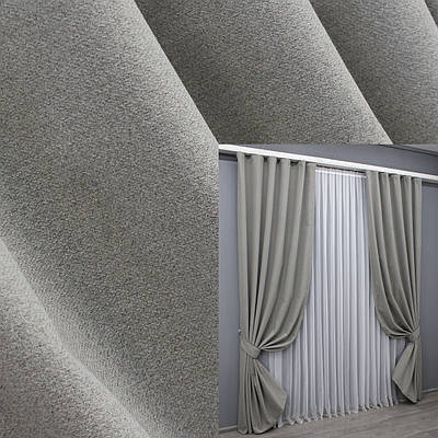 Комплект (2шт. 2х2,4м.) готових штор, льон блекаут однотонний. Колір світло-сірий. Код 1593ш 39-896