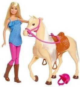 Іграшка Barbie Lalka Blondynka + Koń Podstawowy FXH13