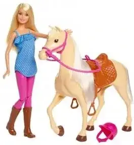 Іграшка Barbie Lalka Blondynka + Koń Podstawowy FXH13, фото 1