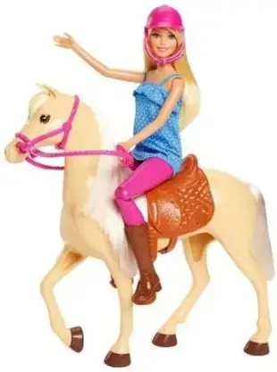 Іграшка Barbie Lalka Blondynka + Koń Podstawowy FXH13, фото 3