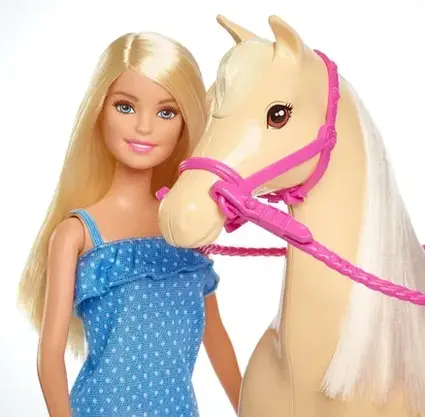 Іграшка Barbie Lalka Blondynka + Koń Podstawowy FXH13, фото 5