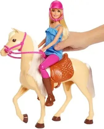 Іграшка Barbie Lalka Blondynka + Koń Podstawowy FXH13, фото 6