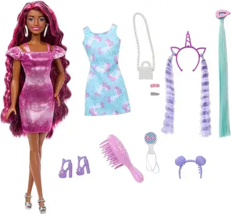 Іграшка Barbie Totally Hair Ciemna Szatynka Z Bardzo Długimi Włosami HKT95 HKT99 JDC86, фото 1
