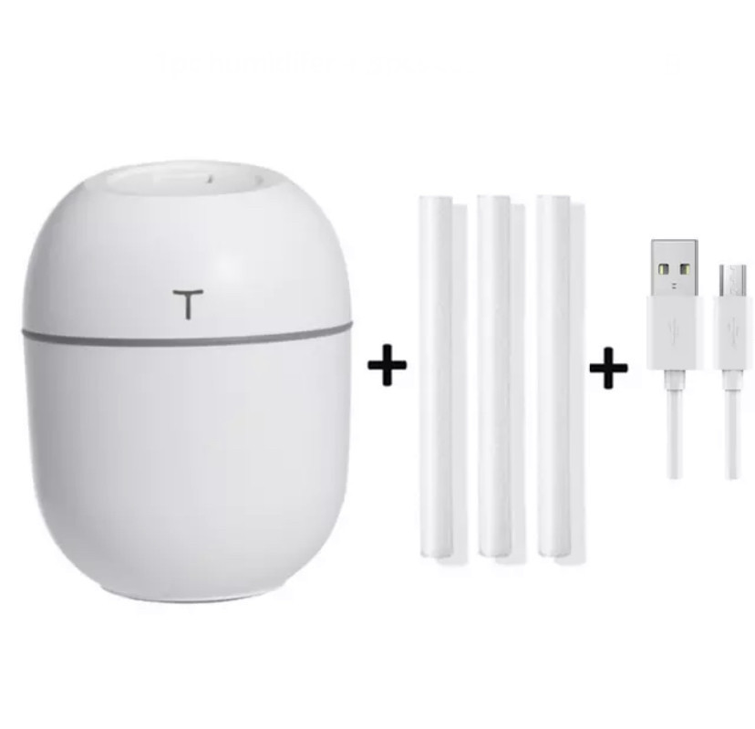 Ультразвуковий Міні-зволожувач повітря HUMIDIFIER з дифузором 220 мл USB білий (HT0001), фото 1