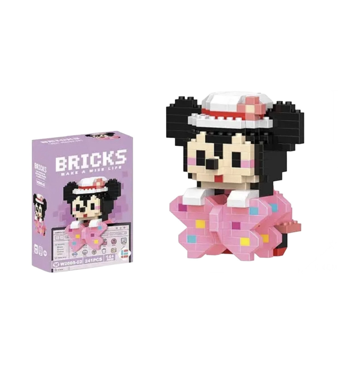 Конструктор Bricks Minnie Mouse з метеликом 3D 241 деталі висота 6.5 см (W2605-02)