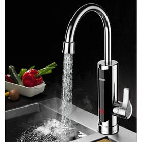 Проточный водонагреватель Delimano RX-011 хромированный с дисплеем для кухни и ванной с функцией быстрого нагрева воды