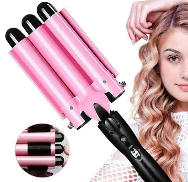 Потрійна плойка-щипці Geemy Gm-1956 Гофре для укладання та завивки волосся, фото 1
