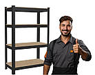 Стелаж металевий 150x70x30 4 полиці (чорний) навантаження - 150 кг на полицю Польща, фото 4
