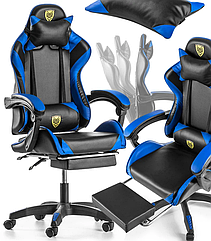 Крісло геймерське G847 синє з підставкою для ніг