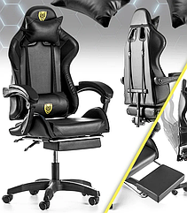 Крісло геймерське G844 чорне з підставкою для ніг