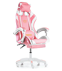 Крісло геймерське G846 рожеве з підставкою для ніг
