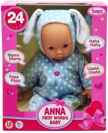 Іграшка Bayer Lalka Bobas Anna Pierwsze Słowa Ubranko Królik 38Cm 93822Ad