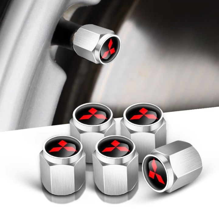 Защитные колпачки на ниппеля шин автомобиля с логотипом Mitsubishi, фото 1