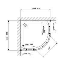 R90RCB Душова кабіна ROUND напівкругла чорна 900x900x1900 мм скло прозоре, фото 5