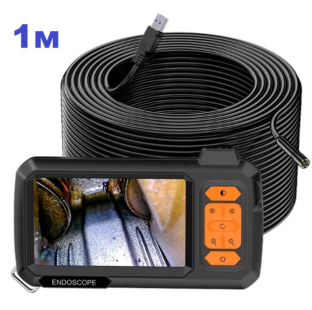 Професійний автомобільний поворотний ендоскоп бороскоп T30A Industrial endoscope з підсвічуванням 1 метр 8мм з екраном 4.3"