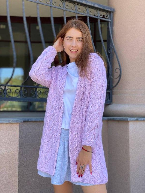 Підлітковий в'язаний кардиган для дівчинки вільного крою на запах з матеріалу софт р. 164-172