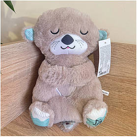 М`яка іграшка Нічник Сплюшка Видра коричнева дихає колискові підсвічується 28*11*15см (M17925)