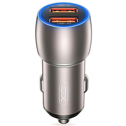 Автомобільний зарядний пристрій XO CC52 QC 3.0 36 W/2USB 12/24 V швидке заряджання Сірий