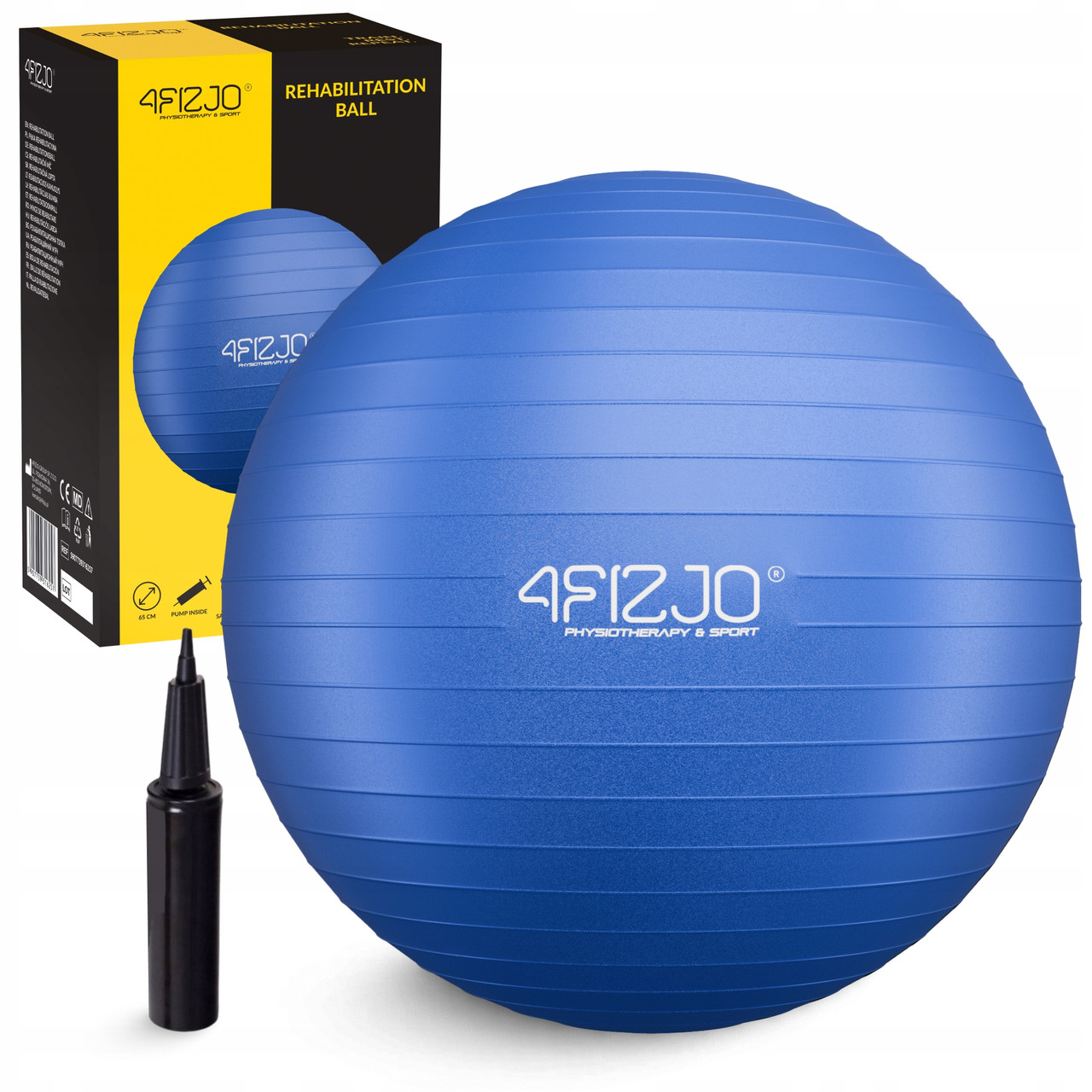 М'яч для фітнесу (фітбол) 4FIZJO 65 см Anti-Burst 4FJ0030 Blue Poland