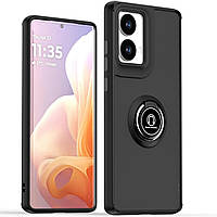 Чохол Fiji Colorframe для Motorola G85 матовий бампер з кільцем підставкою Black