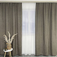 Штори легкі лляні ALBO сіро-коричневі 150×270 см, комплект 2 шт. (SH-M1-8), фото 5